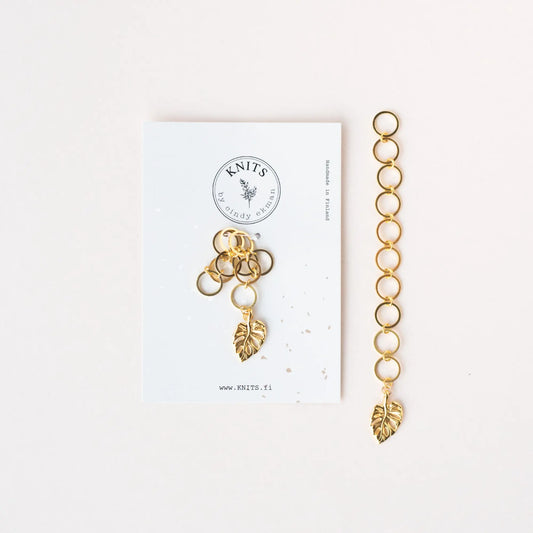 Row counter golden Monstera KNITS by cindy ekman