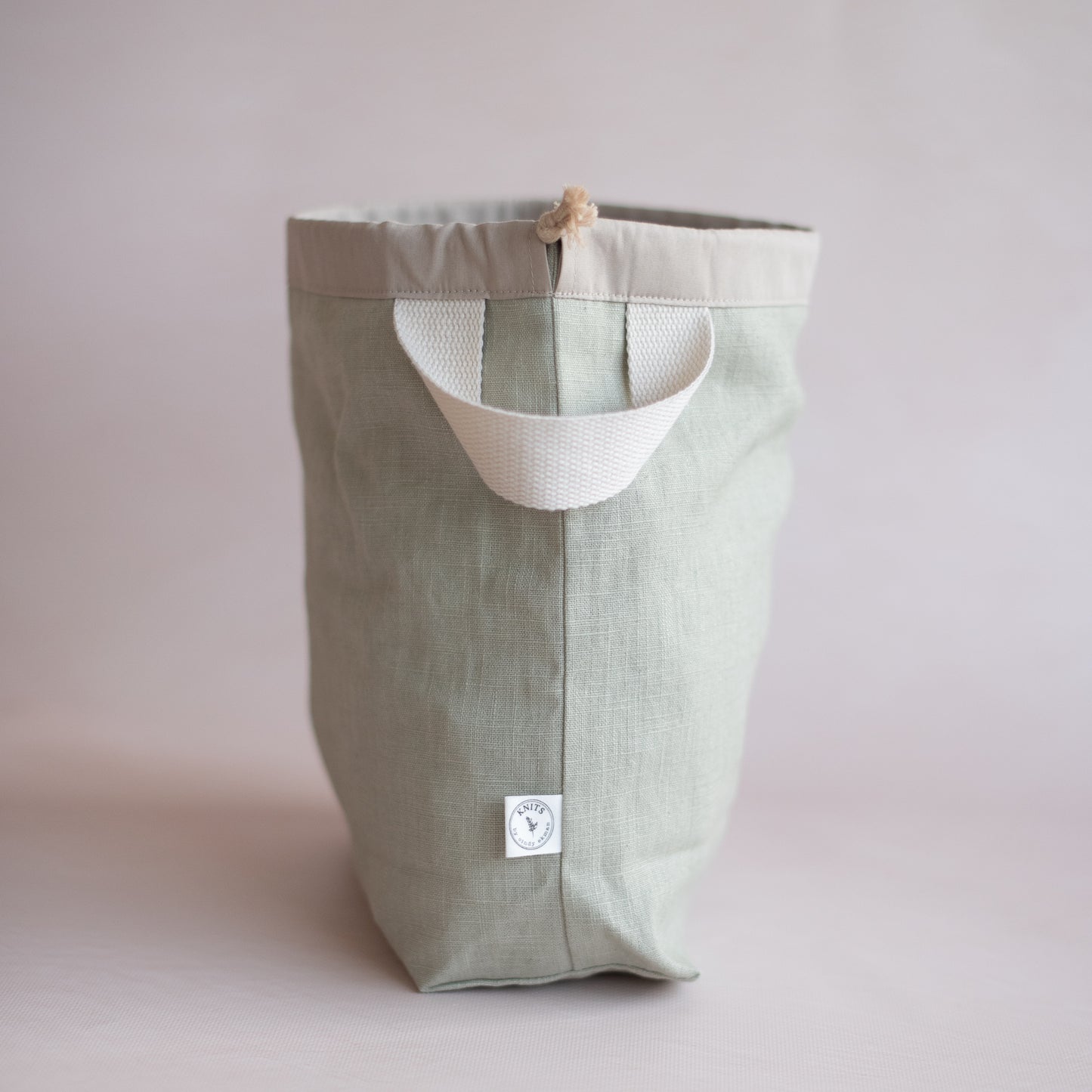project bag for knitters green linen