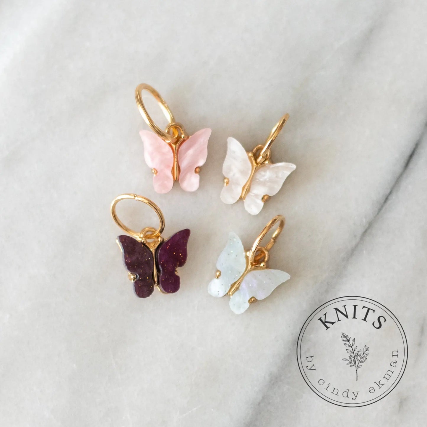 Sparkling Butterflies - knittingmarkers set of 4pcs KNITS by cindy ekman