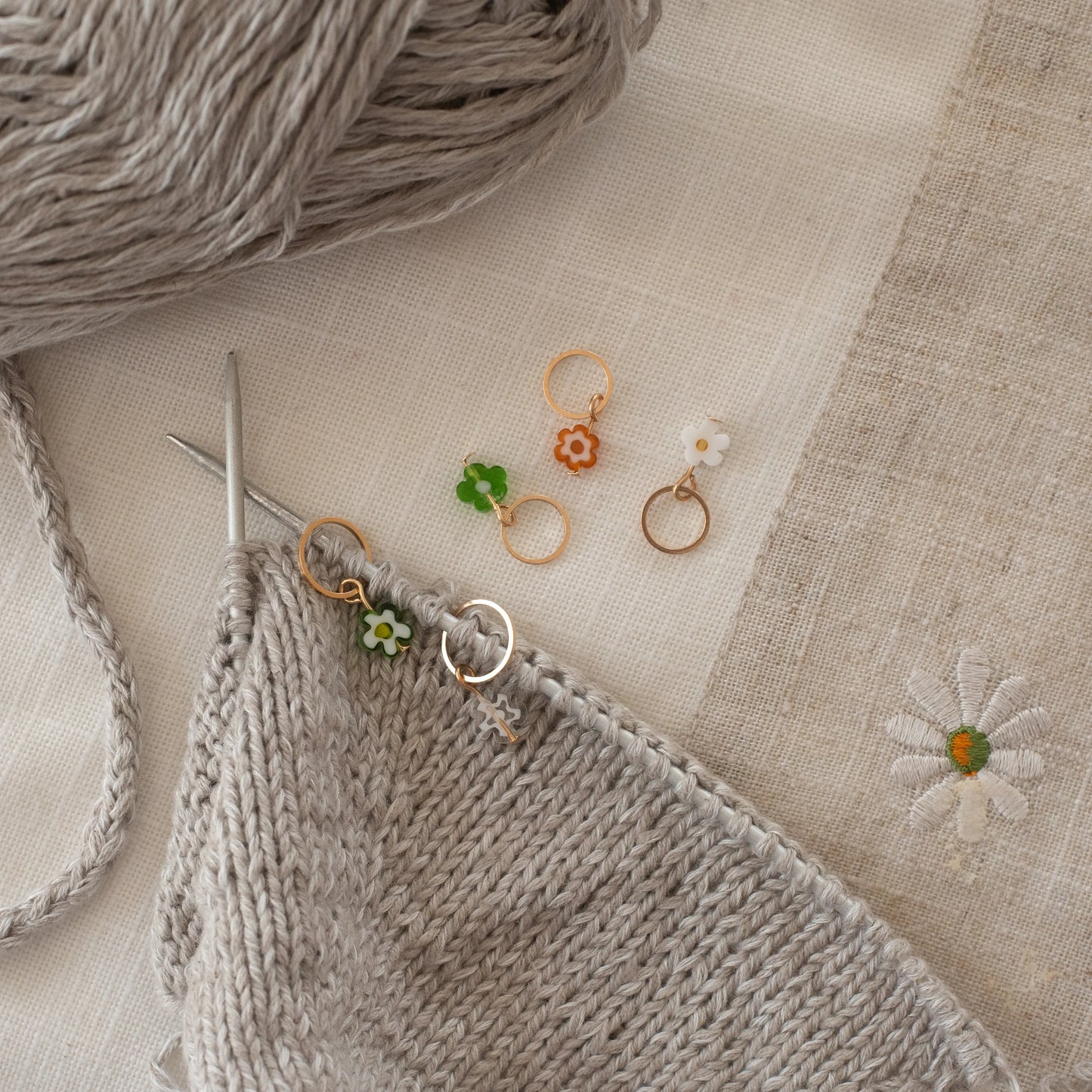 Glass flowers - knittingmarkers set of 5pcs KNITS by cindy ekman