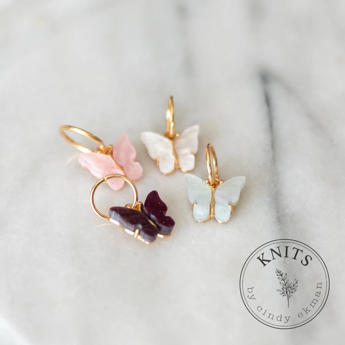 Sparkling Butterflies - knittingmarkers set of 4pcs KNITS by cindy ekman