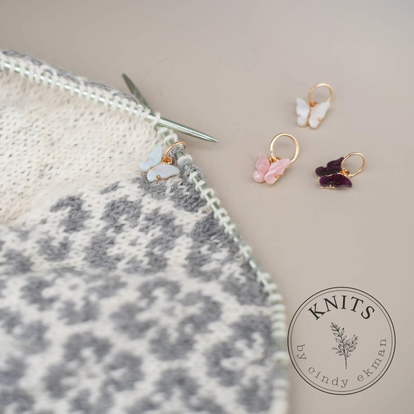 Sparkling Butterflies - knittingmarkers set of 4pcs KNITS by cindy ekman