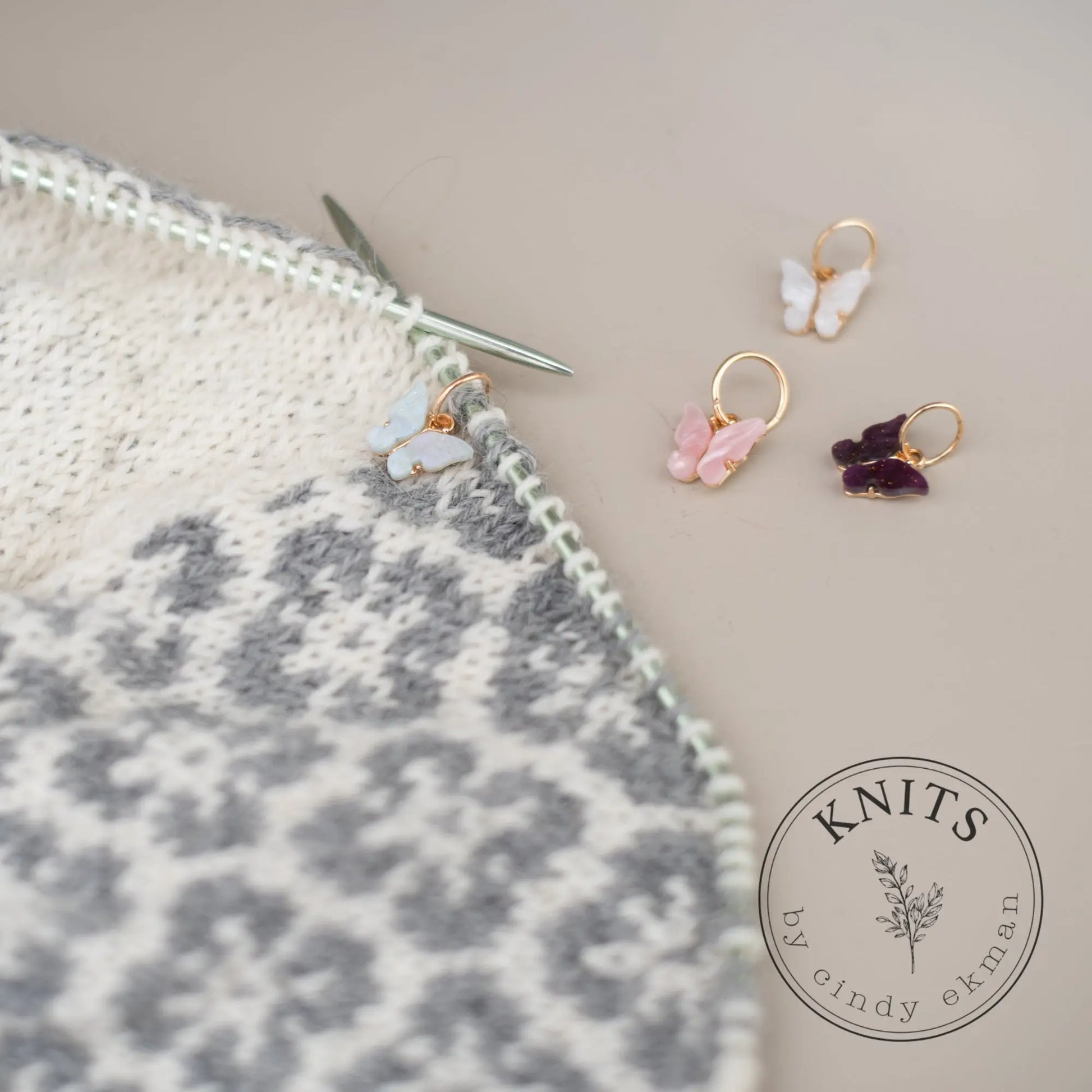 Sparkling Butterflies - knittingmarkers set of 4pcs KNITS by cindy ekman