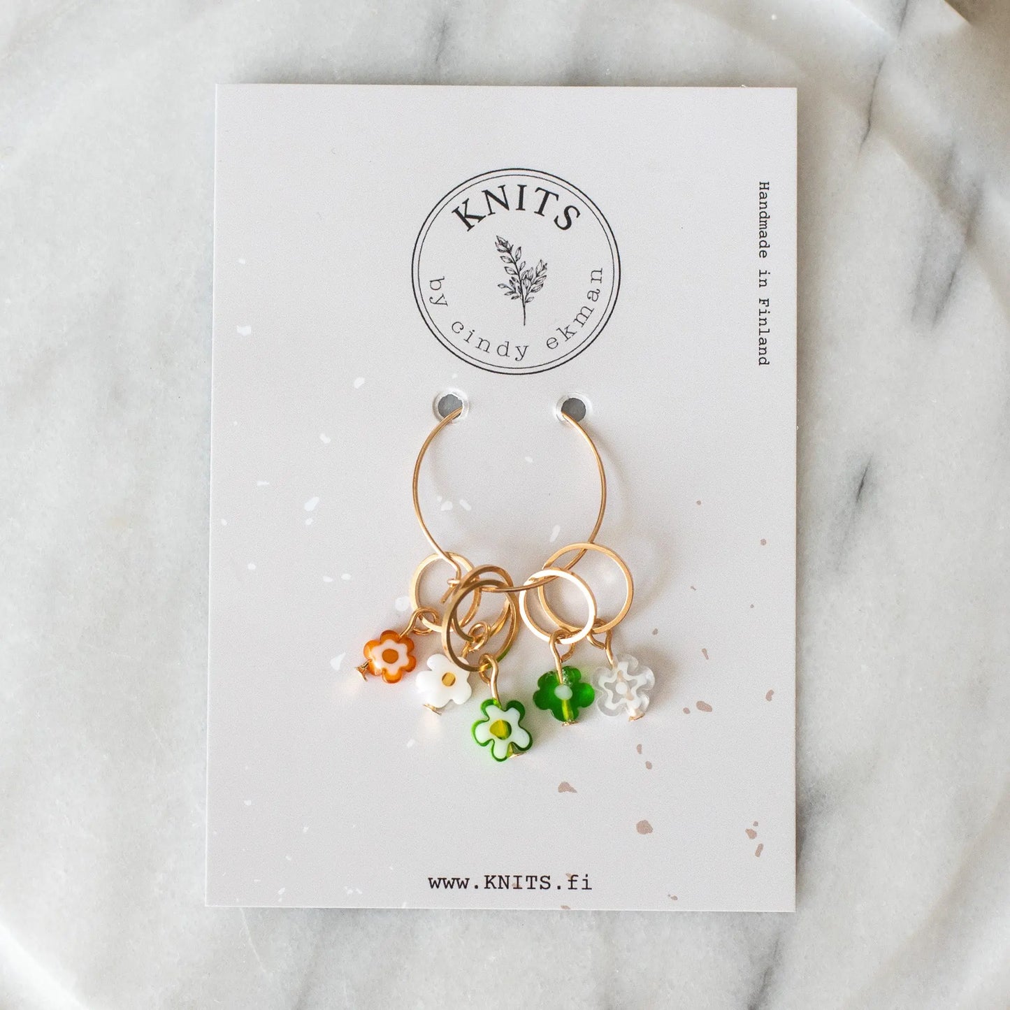 Glass flowers - knittingmarkers set of 5pcs KNITS by cindy ekman