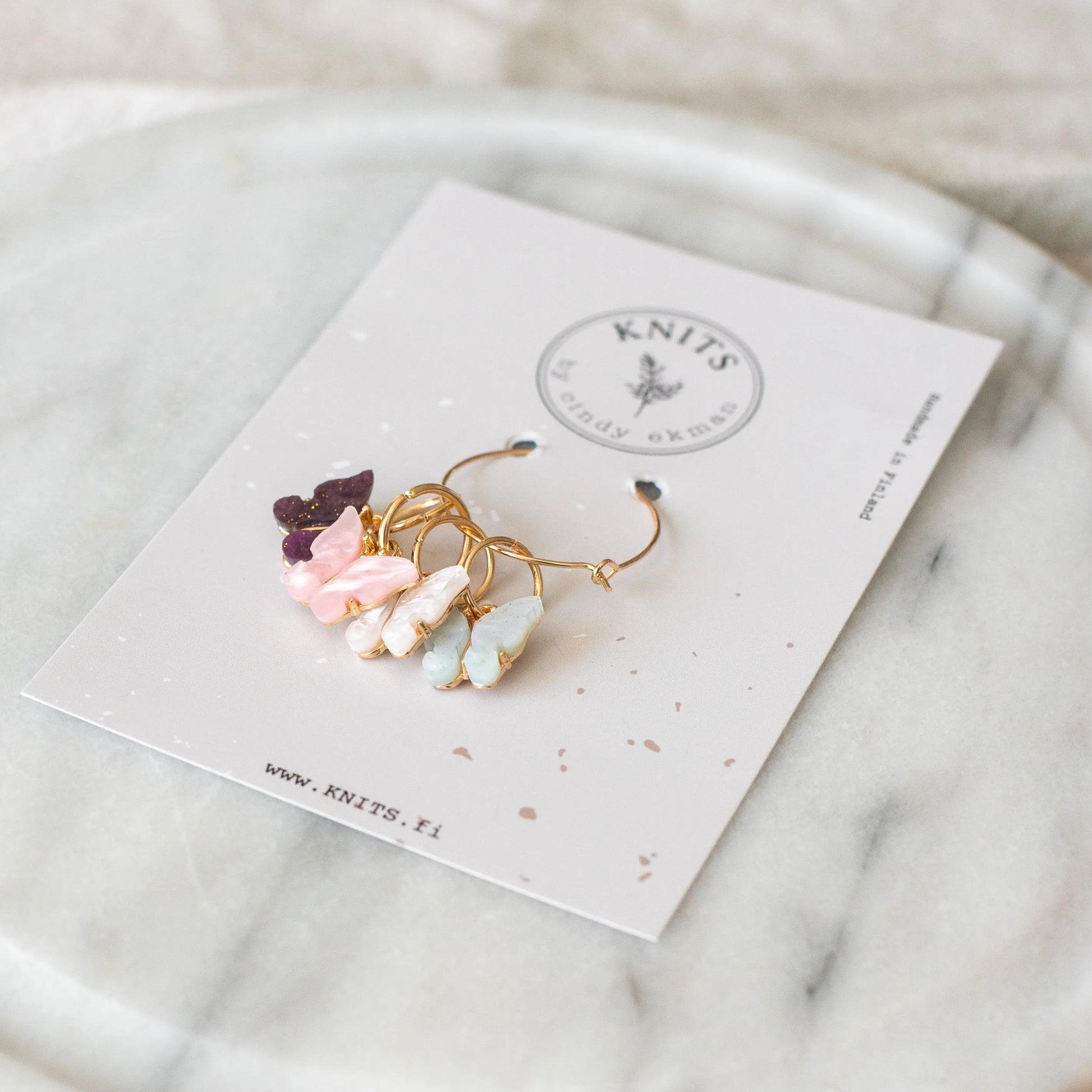 Sparkling Butterflies - knittingmarkers set of 4pcs KNITS by cindy ekman