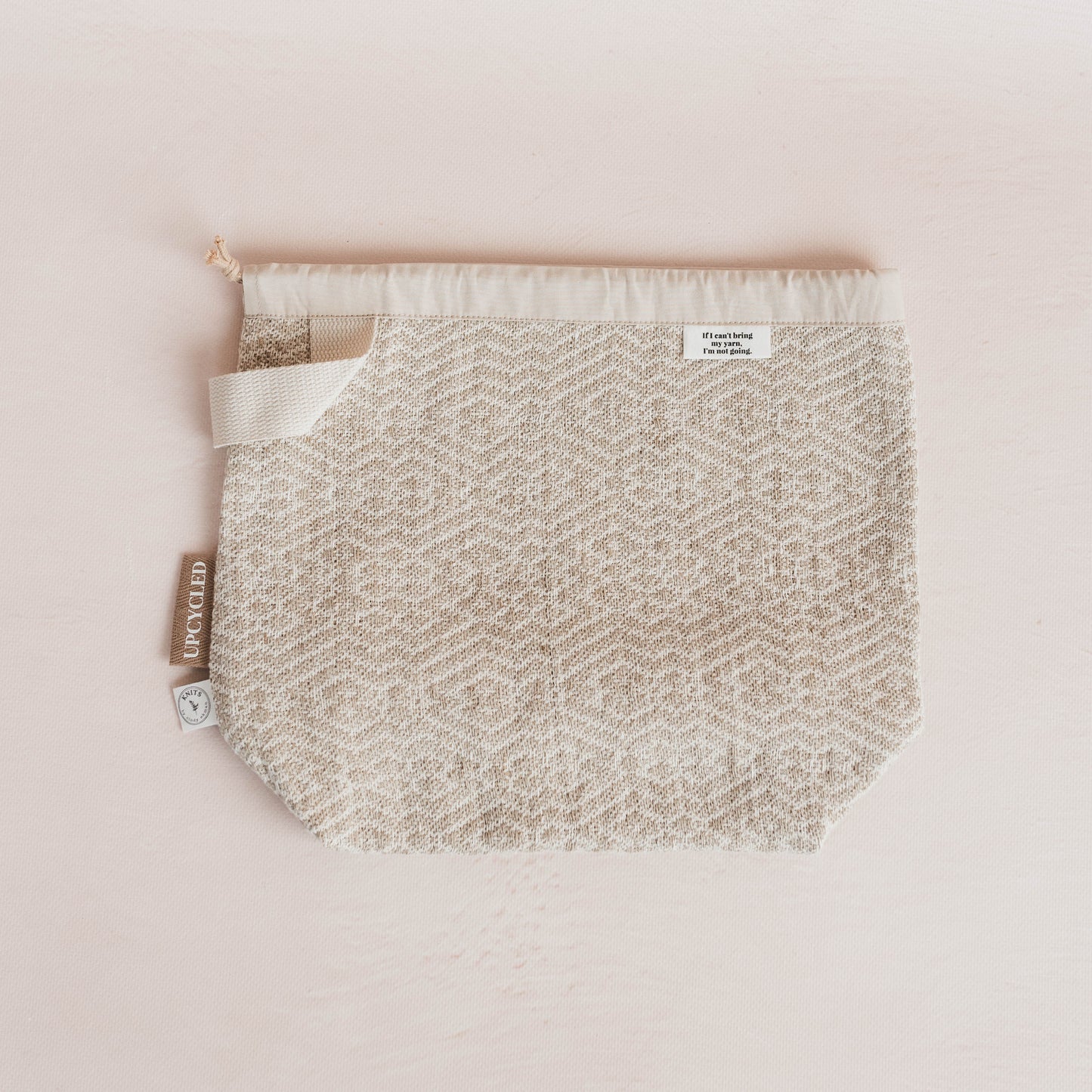 linen project bag upcycled knitting bag