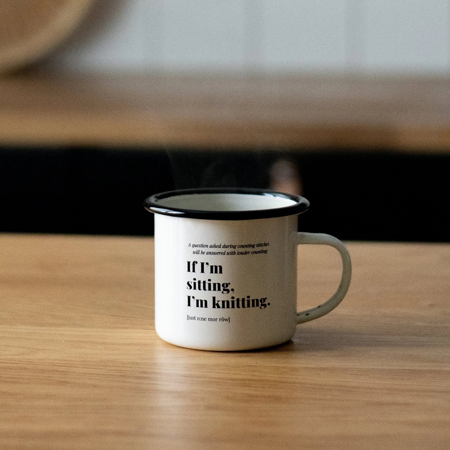 The enamel mug KNITS by cindy ekman