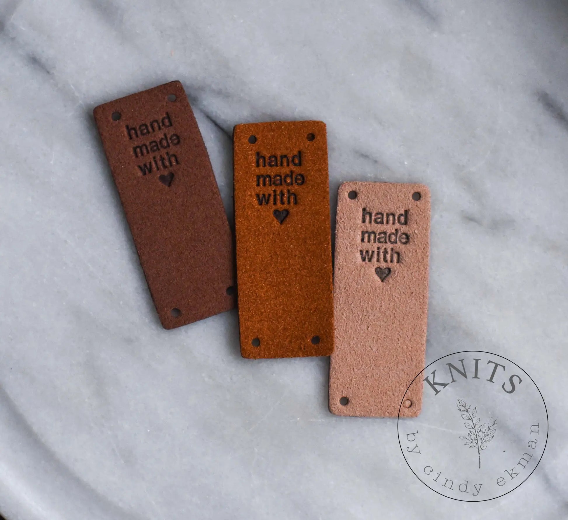 PU leather tags KNITS by cindy ekman